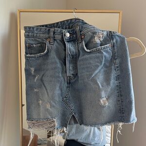 Distressed Denim Skirt